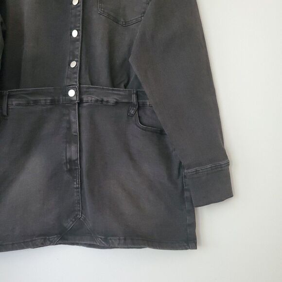 Fashion Nova Black Distressed Denim Long Sleeve Romper Mini Dress Womens 2XL - Picture 3 of 8